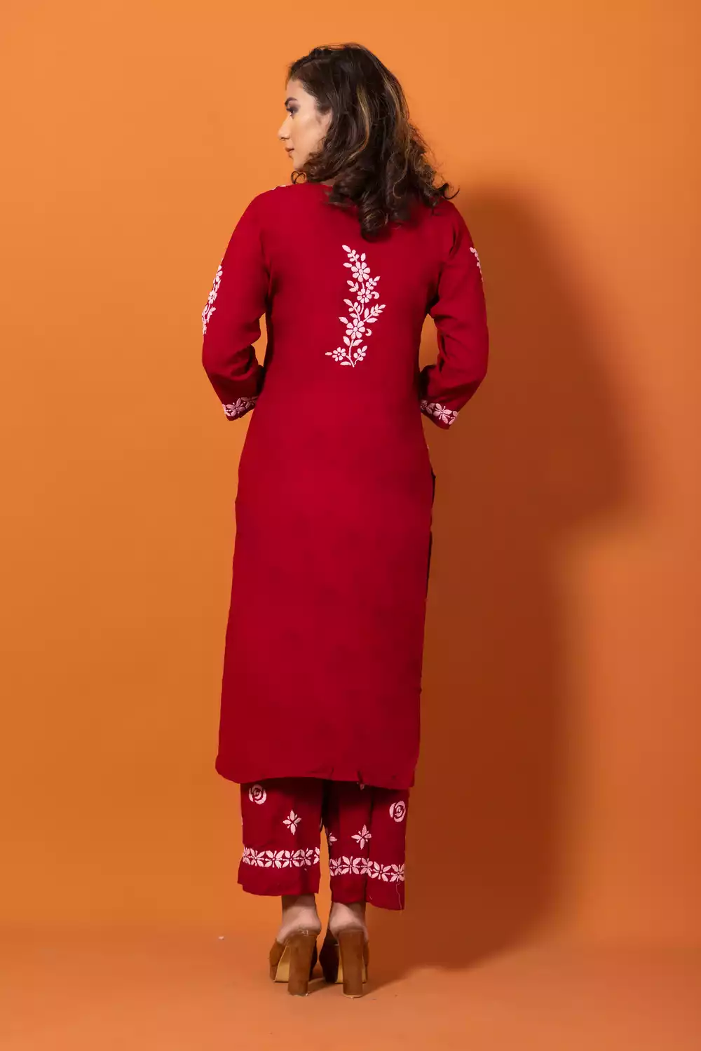 Rayon Embroidered embroidery lakhnawi Chikankari Kurti Palazzo Set, A-line  at Rs 450 in Lucknow